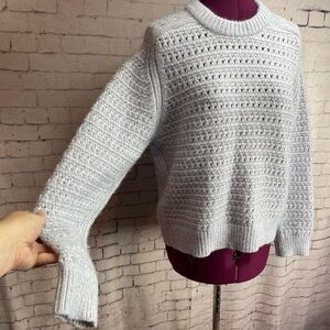 Club Monaco size small light blue open stitch soft crew neck sweater